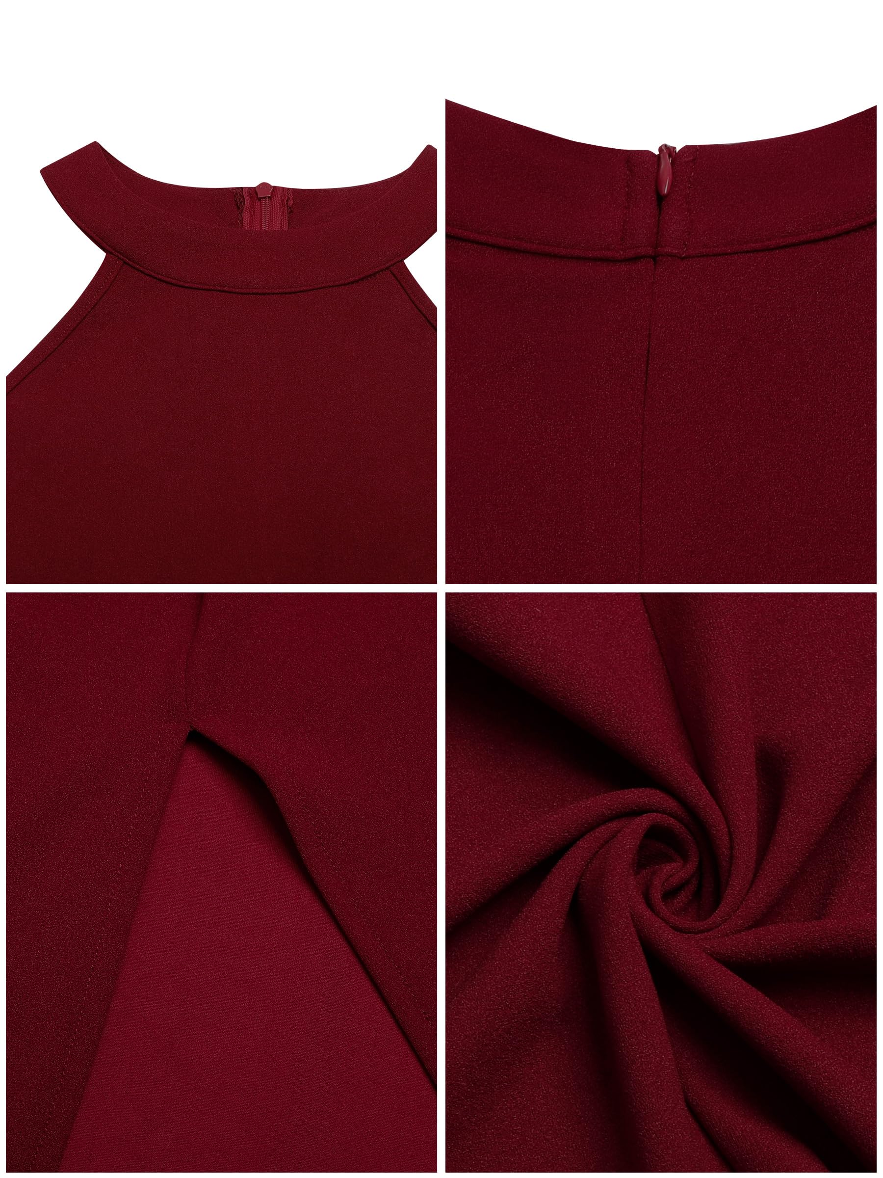Missufe Damen Maxikleid Partykleid Neckholder Ärmelloses Abendkleid Schlitz Elegant Bodycon Lang Ballkleider