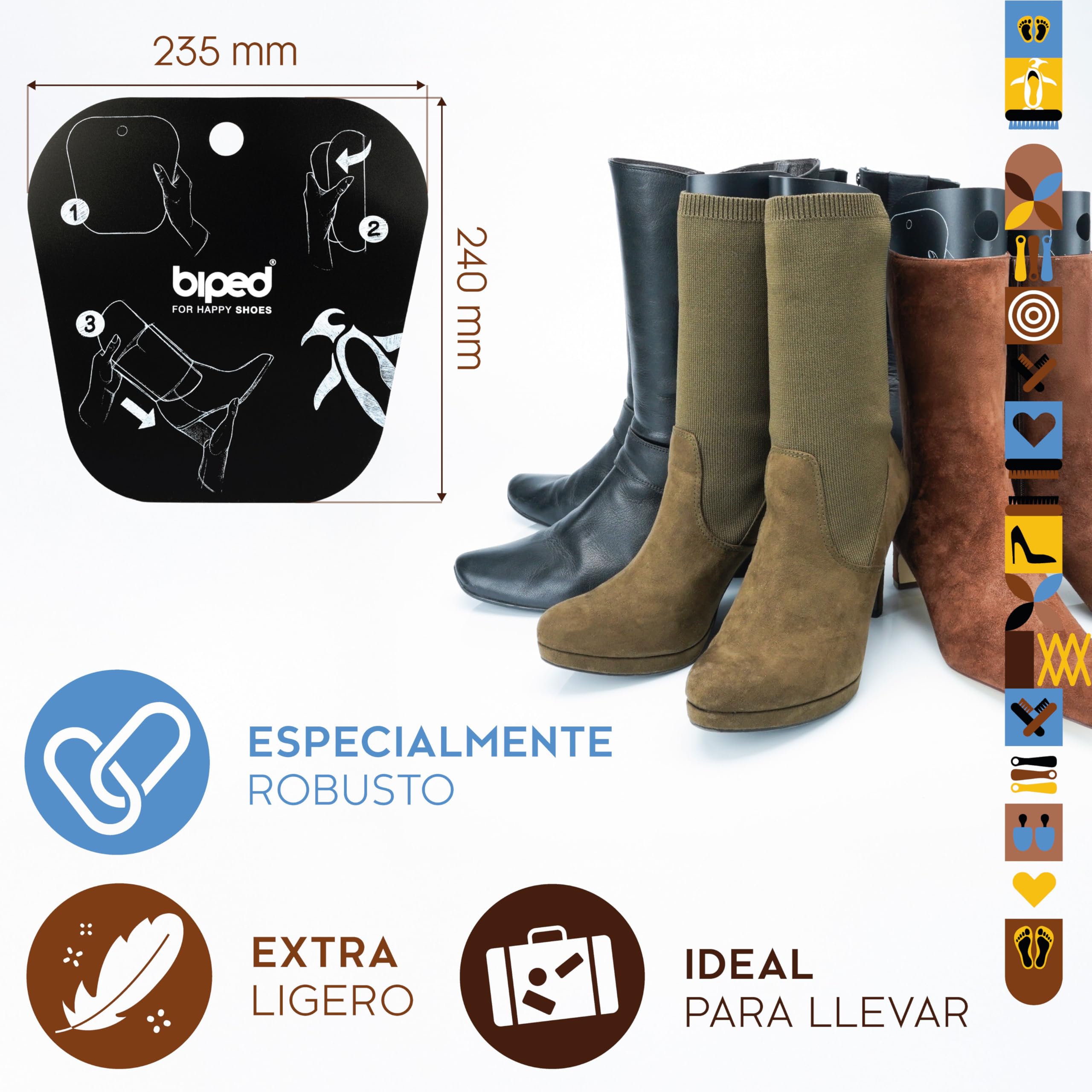 biped Tensor de botas Juego de 5 pares - Tensor de caña enrollable - Para guardar botas - Para botas, botas altas y botas de montar z1180