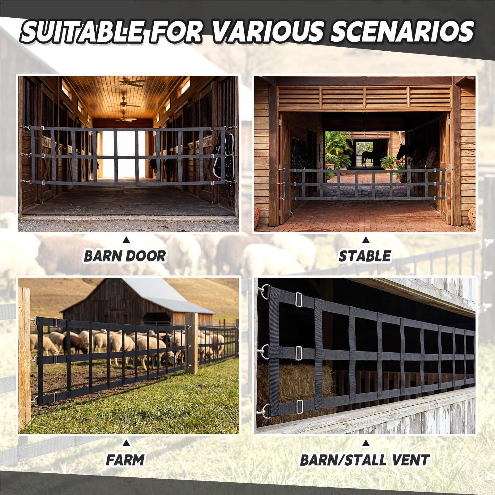 Barriera Box Con Cinghie Regolabili Protettive 299x49 cm | Barriera Per Stalla Da Allevamento Per Stalla, Ranch, Fattoria, Fienile, Bestiame, Recinto, Corral, Veicolo Di