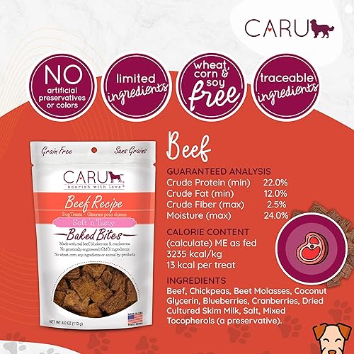 Miniatura 8 de CARU - Soft 'n Tasty Baked Bites - Golosinas para perros Wild Boar Bites - Deliciosas golosinas de entrenamiento - 3.75 oz.