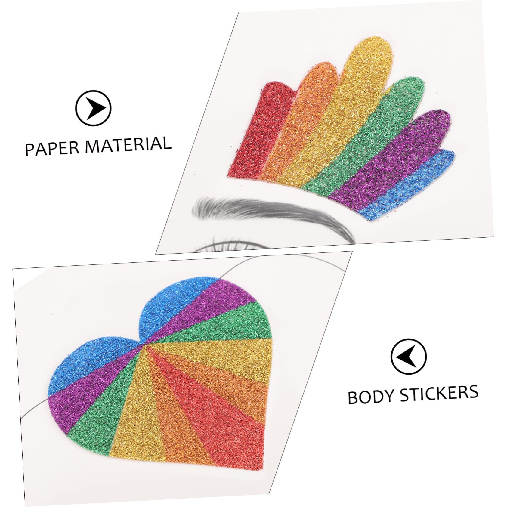 Healeved 8pezzi Adesivi Glitterati Rainbow Per Pride Day Da Decorazioni Per Viso e Corpo Per Feste e Parate Lgbtq