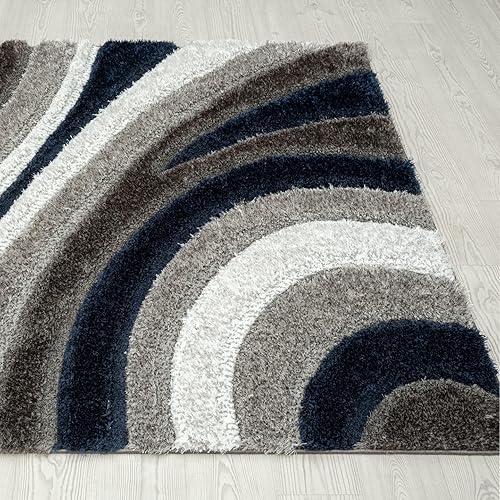 Miniatura 6 de LUXE WEAVERS Lantanas Collection 7070 - Alfombra geométrica moderna de 5 x 7 pulgadas, color azul marino