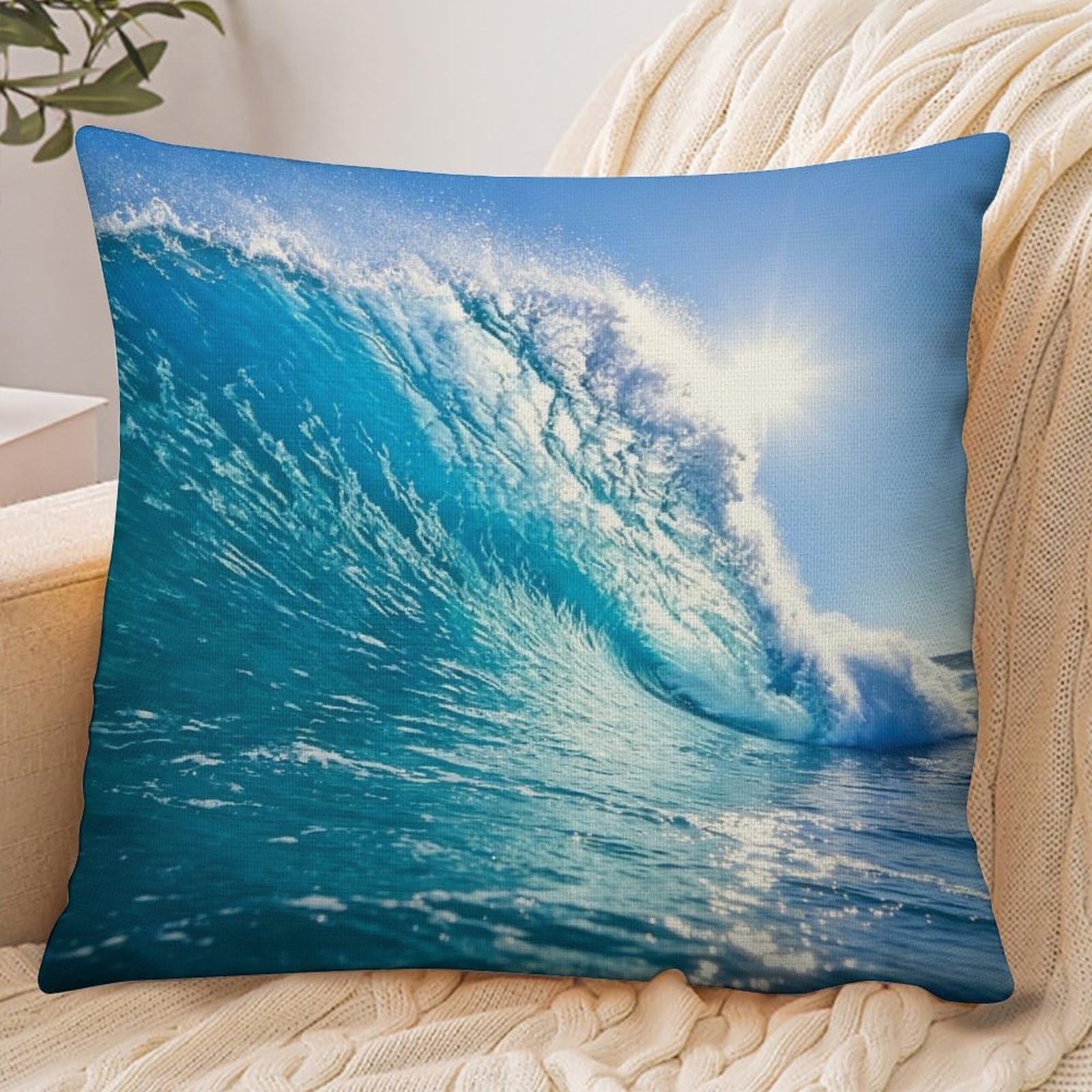 Fekiloot Style Turquoise Sea Wave Pillowcase Pillow Sham Pillow Case