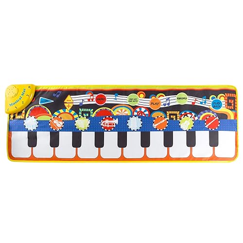 Miniatura 7 de Hey! Play! Tapete de piano escalonado para niños, alfombrilla de teclado con teclas musicales, sonidos de instrumentos, grabación, reproducción,