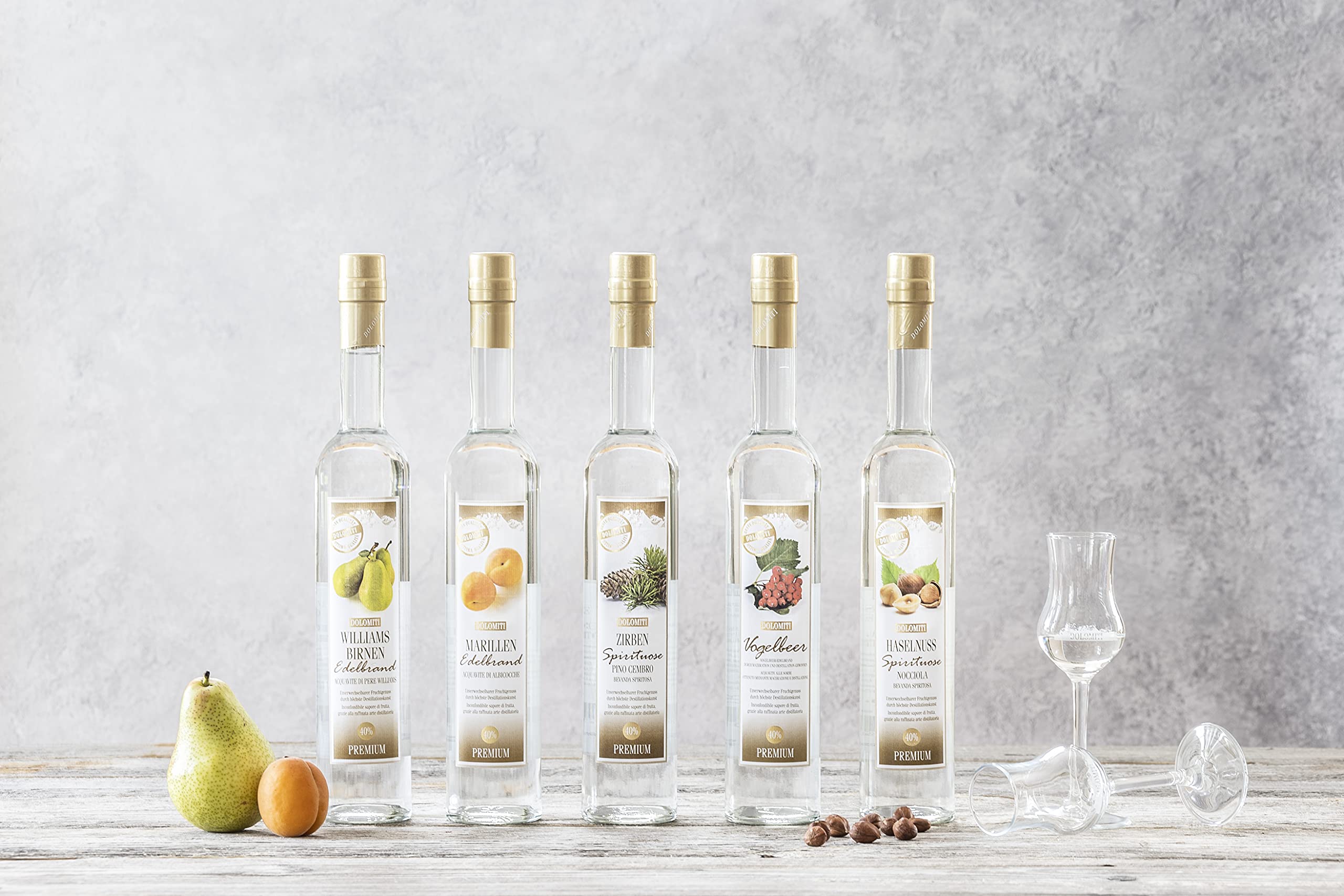 DOLOMITI Obst-Edelbrand 40% vol. – Obstbrand aus Äpfeln & Birnen – 1 x 0,5 Liter – modernste Brenntechnik – unter Vakuum mehrfach destilliert – hergestellt in Österreich