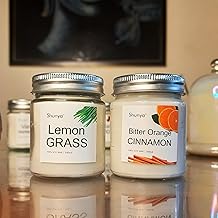 Shunya Scented Candles (55 Hours) (100% Soy Wax)- Handcrafted | Smoke-Free Candles for Home & Gift Sets (Lemongrass + Bitter Organge & Cinnamon)