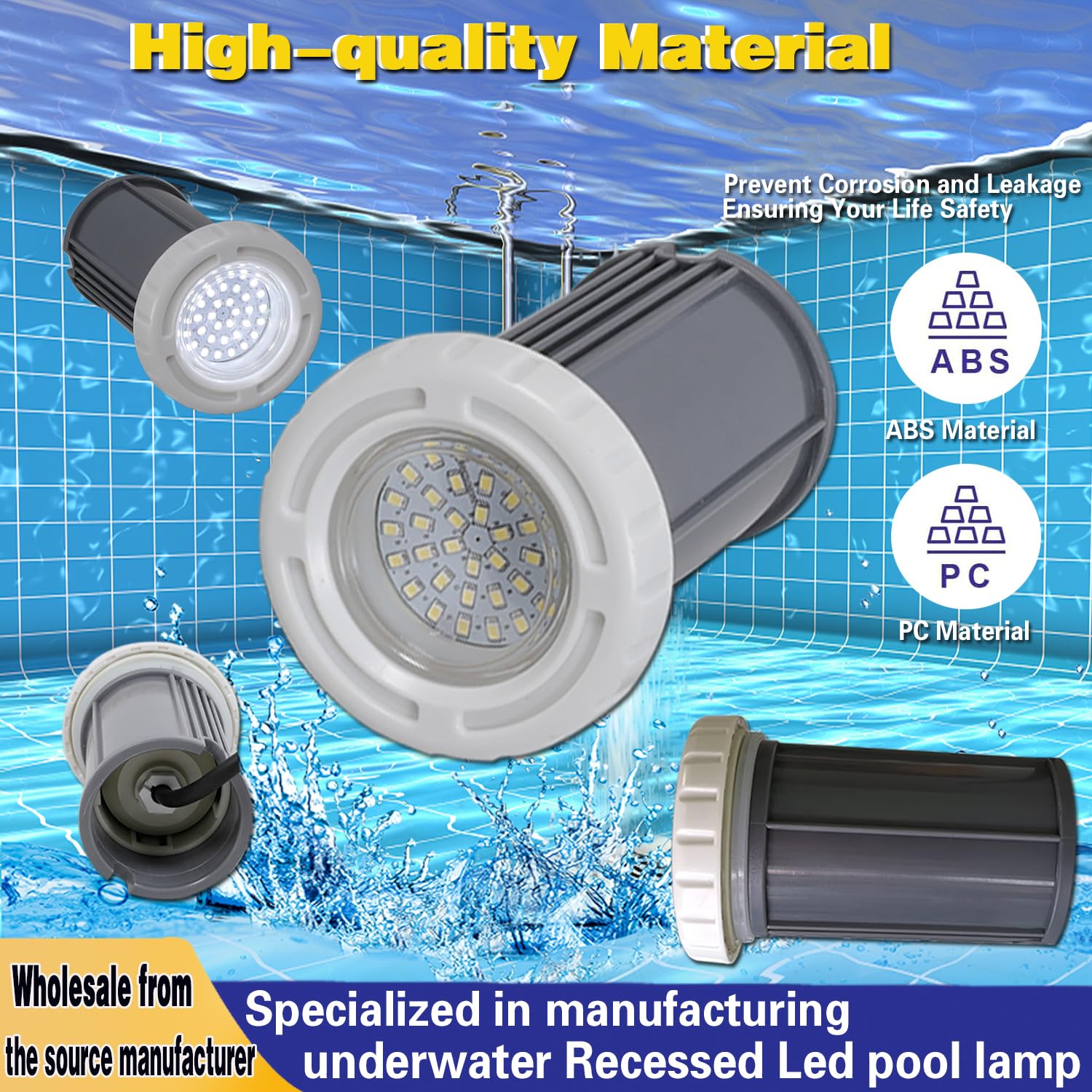 BARCELONA LED LED Poolleuchte 3W AC12V IP68 Unterwasserleuchte Ø94mm Kaltweiß 6500K SMD2835 LED Poollicht Aufbaumontage für Pool, Jacuzzi, Spa, Brunnen, Teich, Wasserdekoration