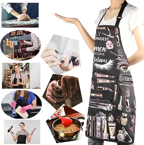 Miniatura 6 de MBMSO Delantal de esteticista con bolsillos, regalos para cosmetólogos, delantal de maquillaje, esteticistas, regalos de apreciación, regalo de