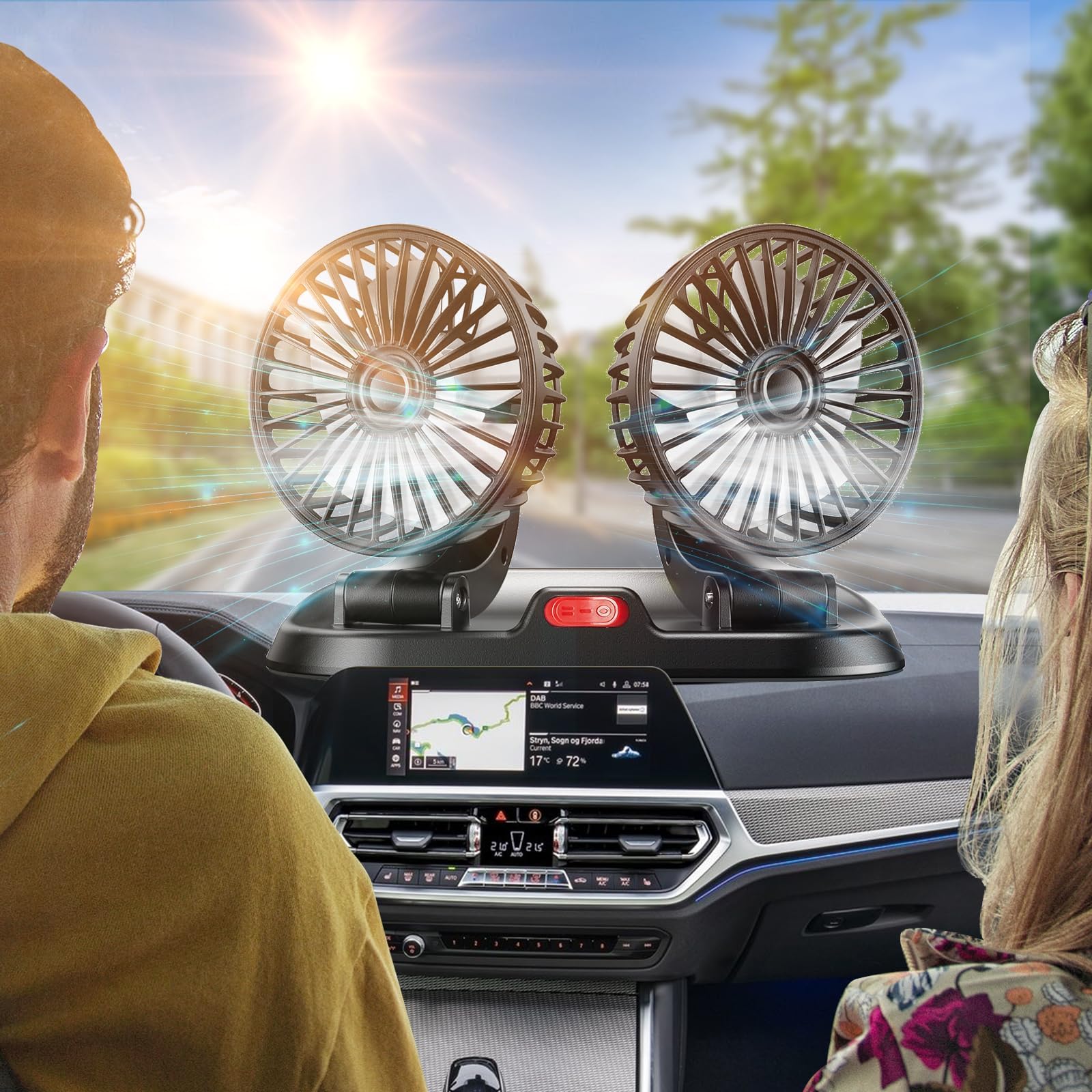 Usb Fan for Car, Dual Head Car Fans for Cars Dashboard Truck Home Offices (5V/2A Usb Powered)