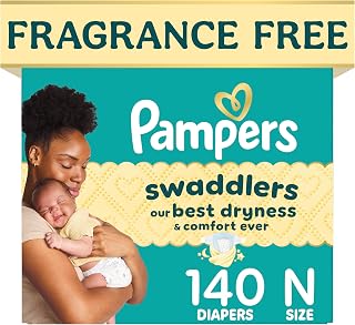 Pampers Fragrance Free Hypoallergenic Newborn Diapers, Size Newborn (10 lbs), 140 Count