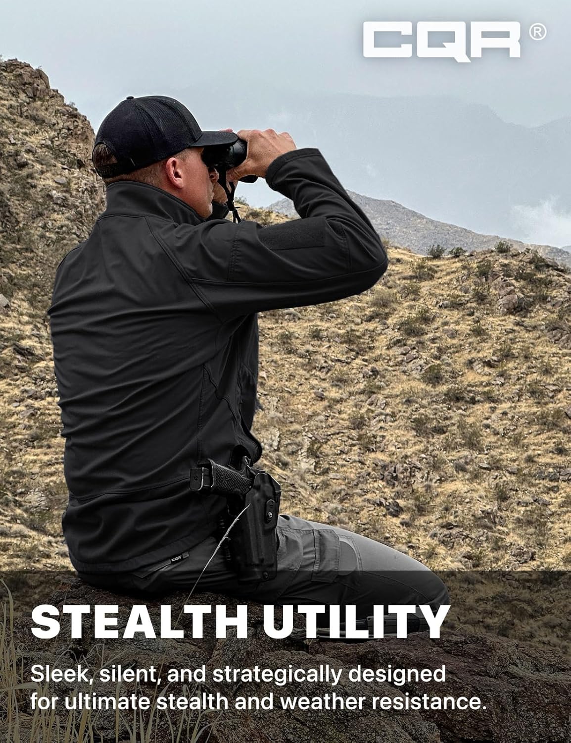 CQR Men's Tactical Softshell Jacket, Winter Warm Fleece Lined Coat, Water Resistant Outdoor Hunting Hiking Rain Windbreaker - Image 8