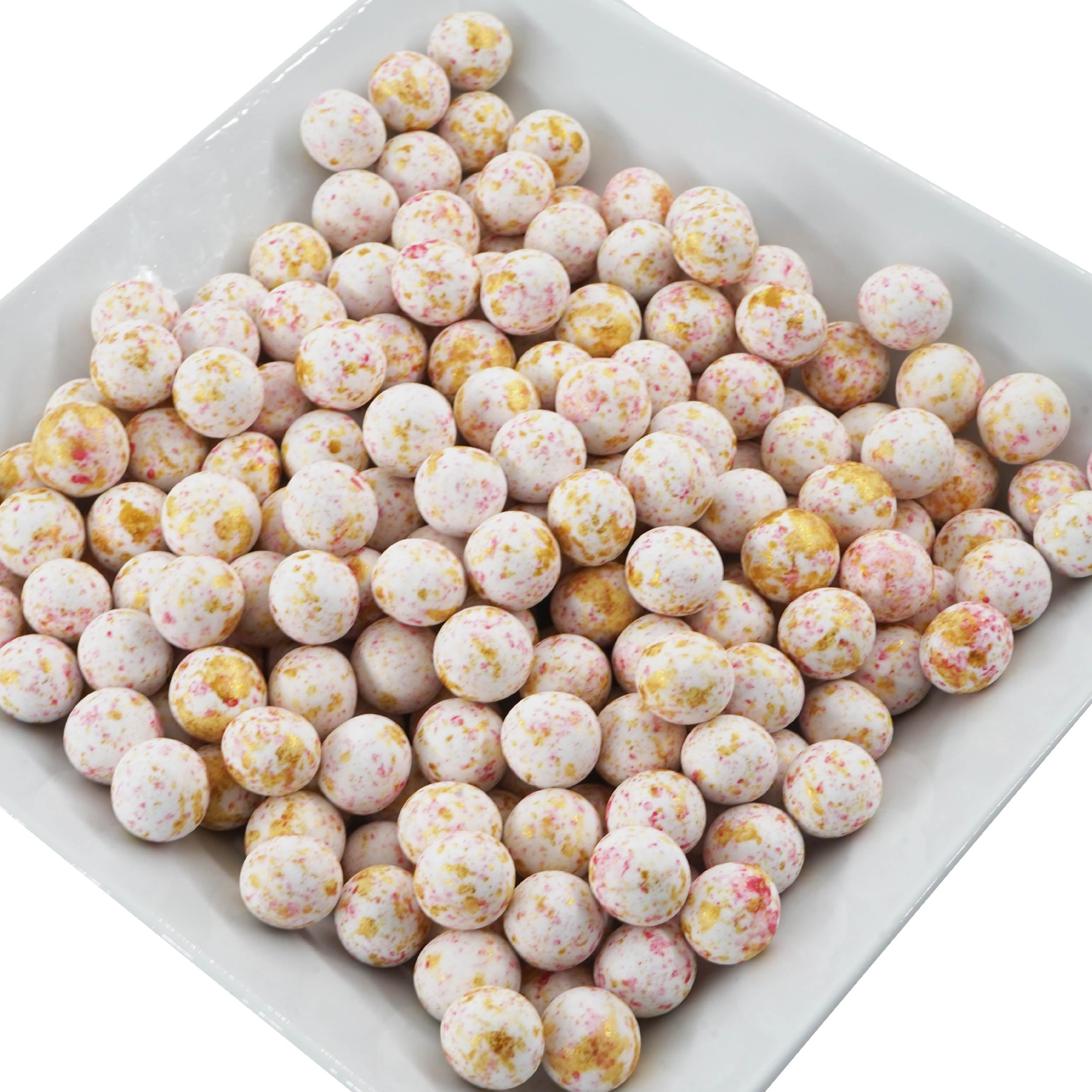 EinsSein 0,7kg Crispy Schokoperlen Mix large weiss-rosa-gold splashed | Gastgeschenke Hochzeit, Taufe, Kommunion, Konfirmation Weihnachten perfekt für Reagenzgläser | Alternative für Schokolinsen,