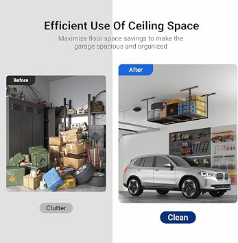 FLEXIMOUNTS 3x6 Overhead Garage Storage Adjustable Ceiling Rack, Black | 450lbs Weight Capacity, 22-40 Adjustable Organization System, Heavy-Duty Metal Ceiling Racks, Classic Series