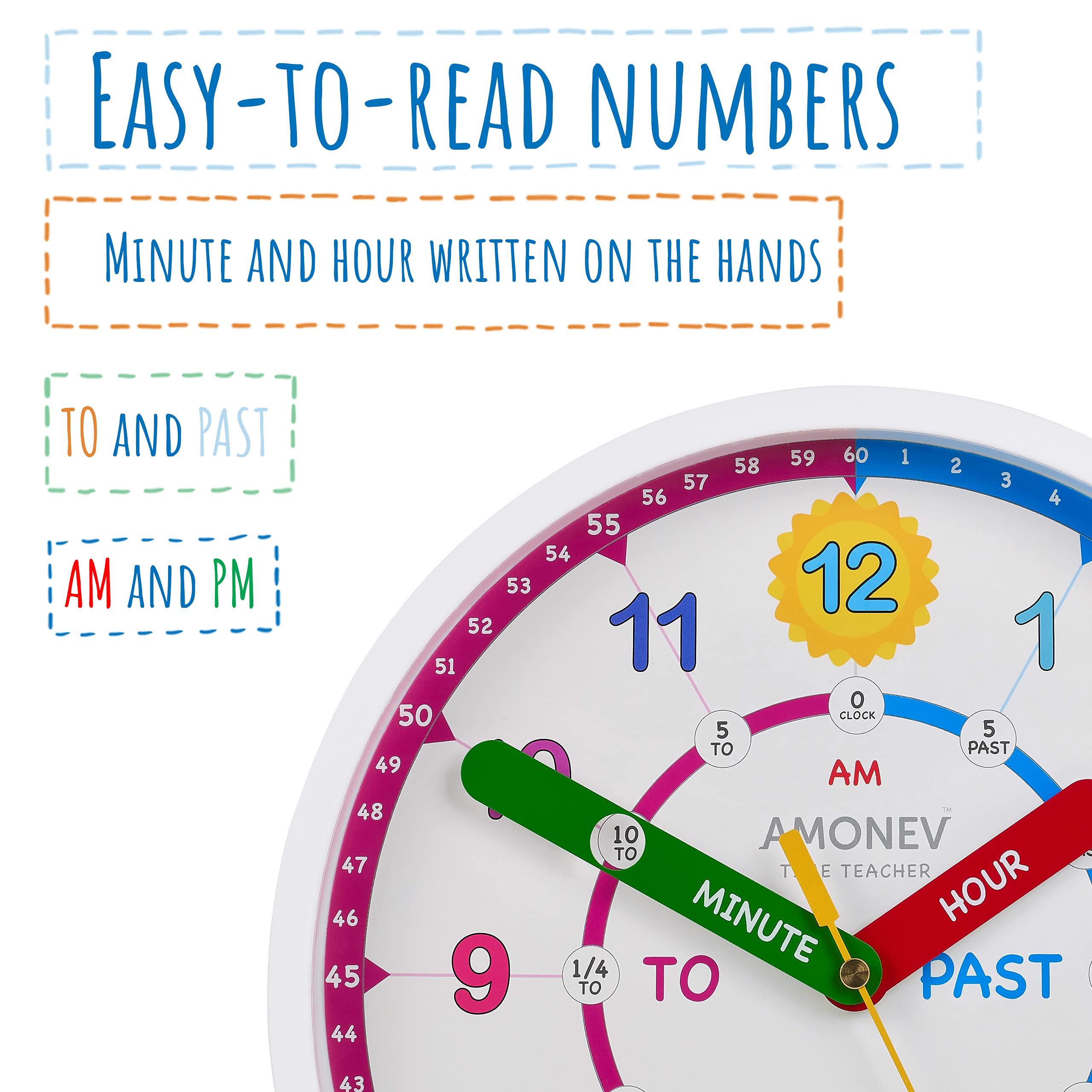 Buy Amonev Time Teacher Clock (V3) Children's Clock, Easy to Read Clock