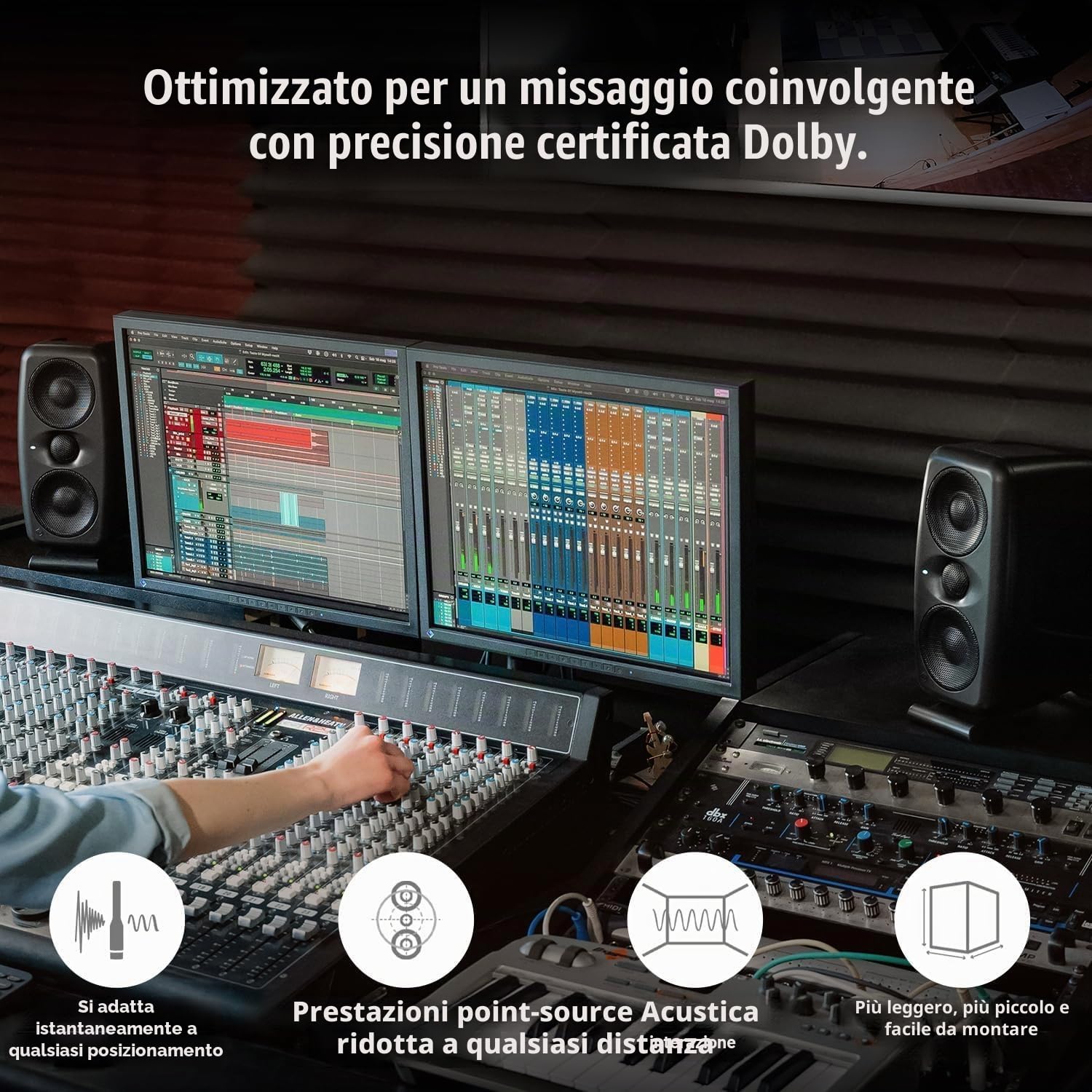 IK Multimedia iLoud MTM MKII - Coppia di monitor da studio hi-end compatti di nuova generazione con correzione ambientale ARC integrata, emulazione dei diffusori, 100W. Include microfono ARC. Nero