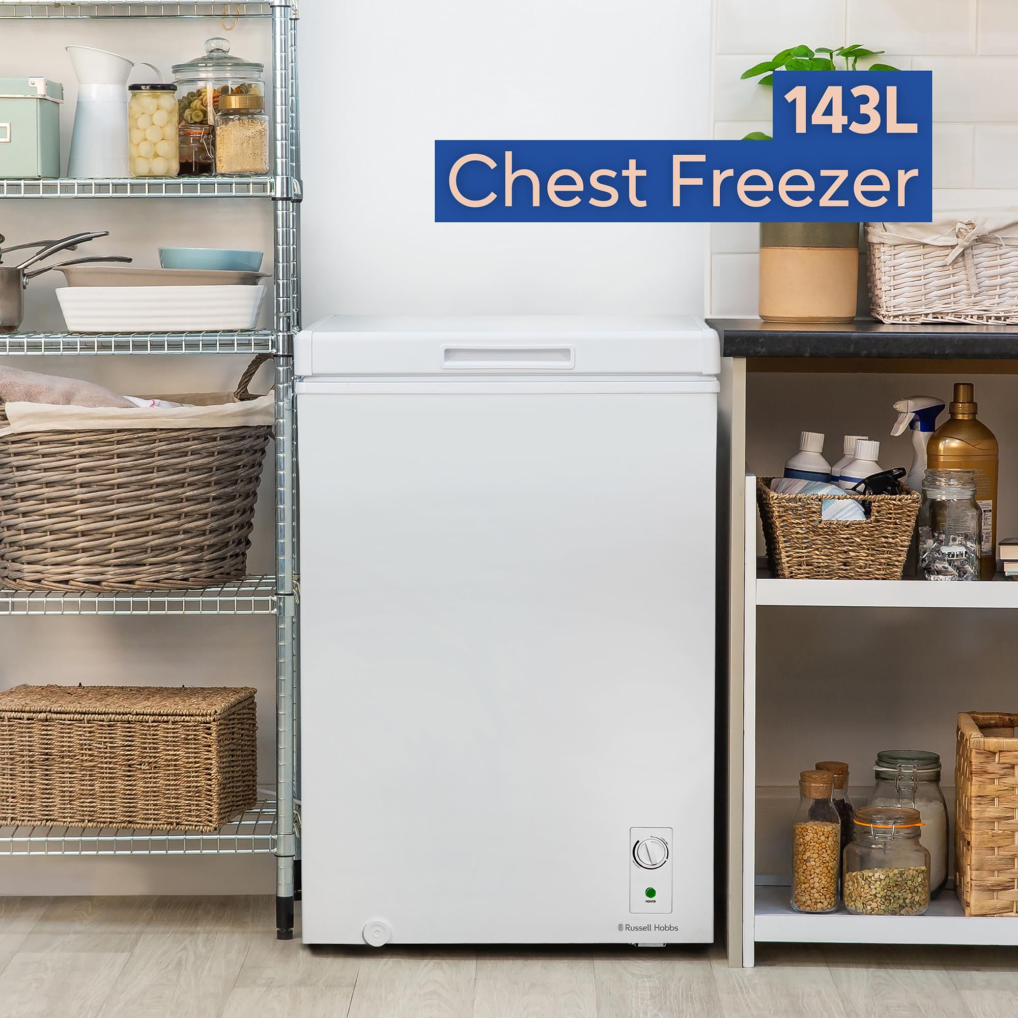 Russell Hobbs White Chest Freezer 198L Freestanding with 5 Year Warranty, Adjustable Thermostat, Chill or Freeze Function, 4 Star Freezer Rating & Suitable for Outbuildings & Garages RH198CF0E1W — view 15
