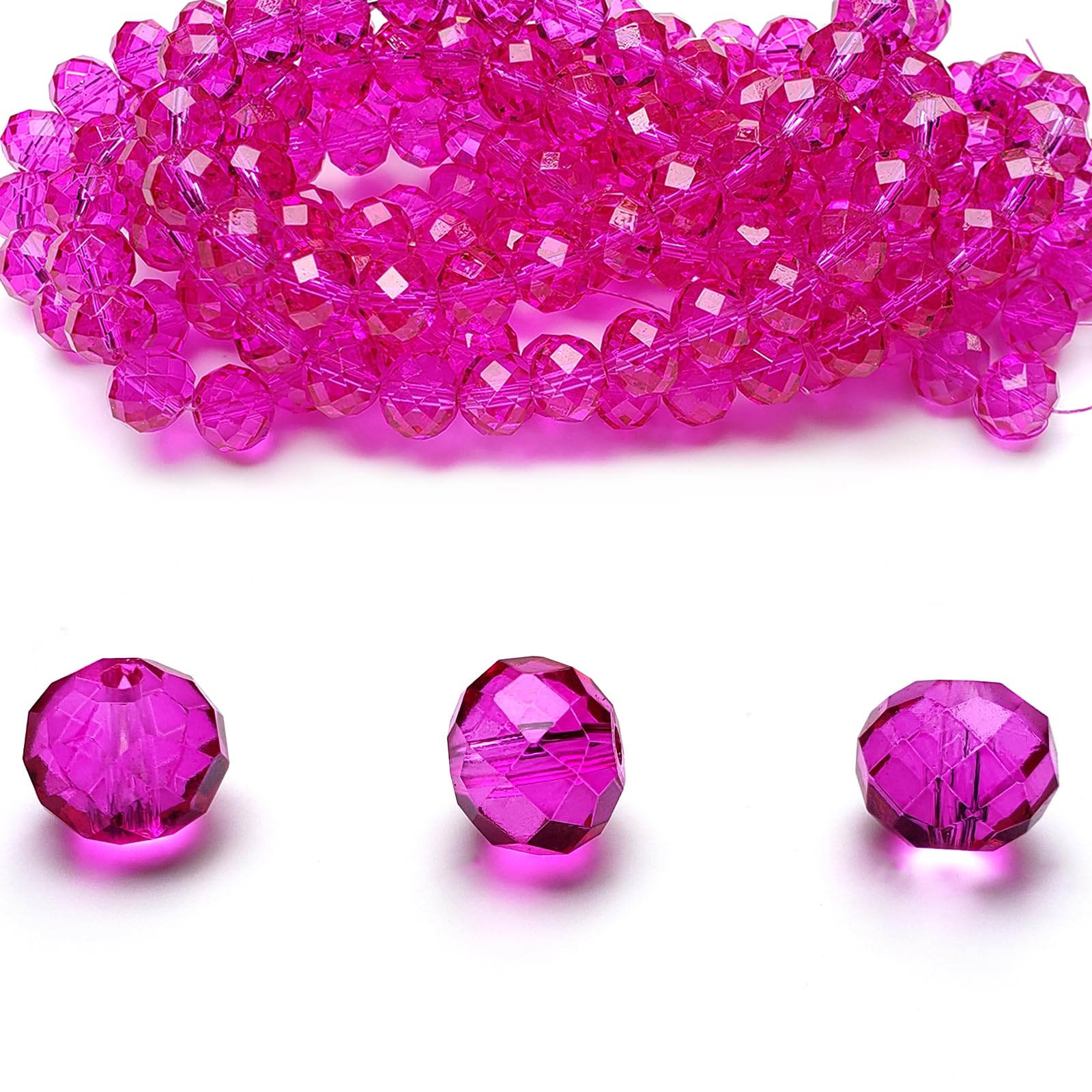 2mm Rondelle Glass Beads for Jewelry Making, Faceted Briolette Crytal Spacer Beads for Bracelet Necklace Earring, Rose Red 1200pcs