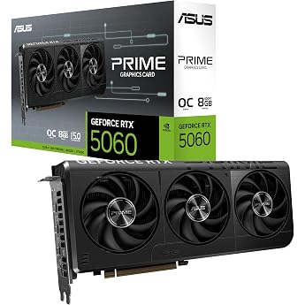 ASUS Prime GeForce RTX 5060 8GB GDDR7 OC Edition Gaming Graphics Card Nvidia GeForce RTX5060 DLSS 4 2.5-Slot Design PCIe 5.0 3X DisplayPort 2.1b 1x HDMI 2.1b