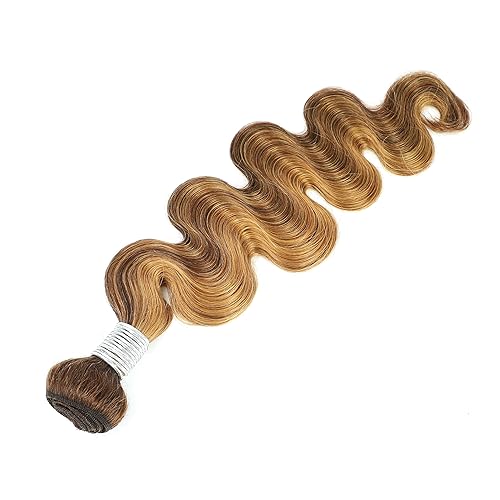 Miniatura 9 de ALHER 427 rubio miel con reflejos cabello humano ondulado ombré 12 pulgadas color marrón 10A 100 cabello humano virgen brasileño Remy tejido