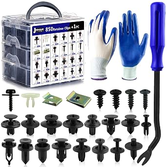 Car Retainer Clips 851pcs Automotive Push Pins Rivets Plastic Fasteners Car Body Clips Matel Screw with Fastener Remover and Glove for GM Ford Toyota Acura Honda Chrysler