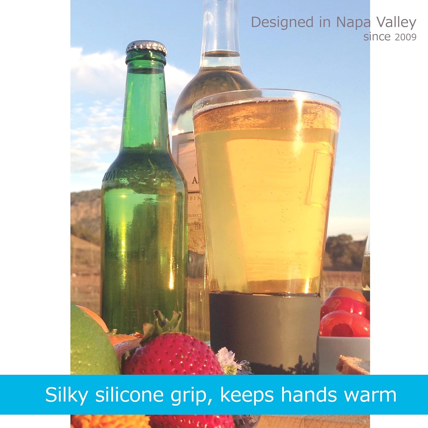 Soireehome Dimple, 1st Generation Self Chilling Pint Glasses, No Ice, 16oz. Set of 2