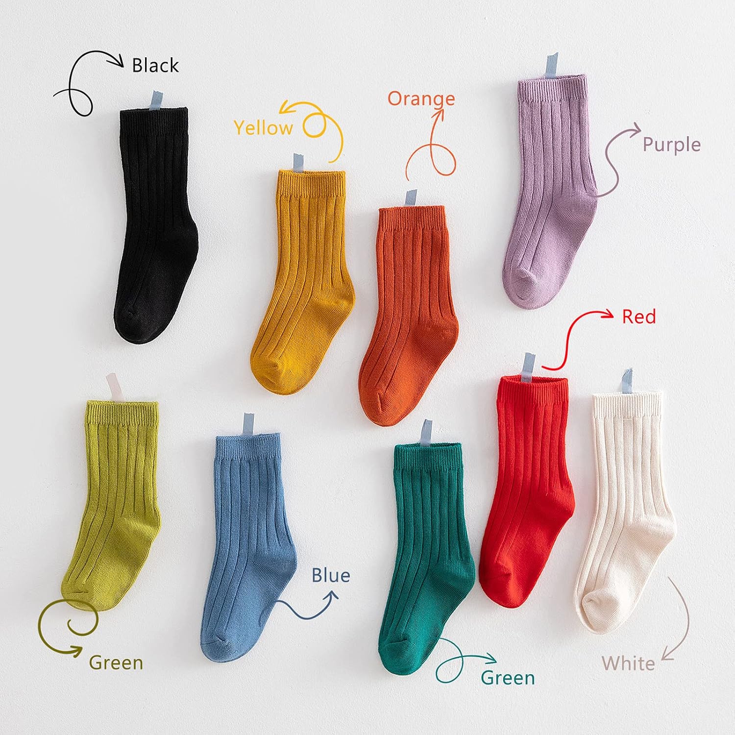 MINI PANDA Little Girl's Socks, Girls Socks Cute,girls Crew Socks 9 Pairs Pack - Image 4