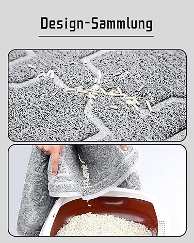 Miniatura 4 de Yimobra Tapete de arena para gatos, 35.4"x23.6" Tapete para caja de arena con malla de bloqueo de arena, tapete suave para arena de gatos tapete