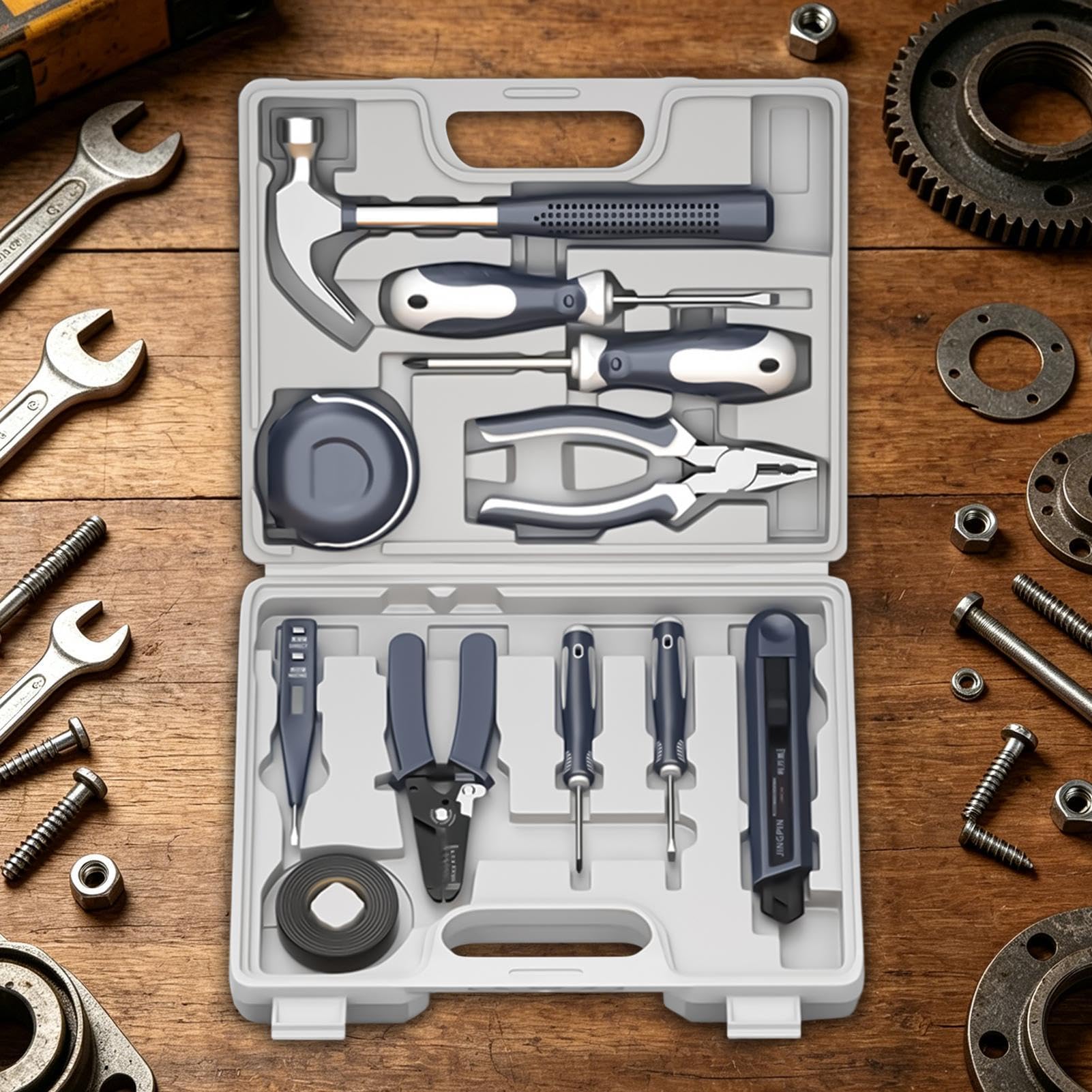 Kit Attrezzi Dormitorio 11 Pezzi Hardware Multifunzione Portatile | Cassetta Degli Attrezzi Portatile Per Riparazioni Urgenti Casa Appartamento Ufficio Auto Miglioramento