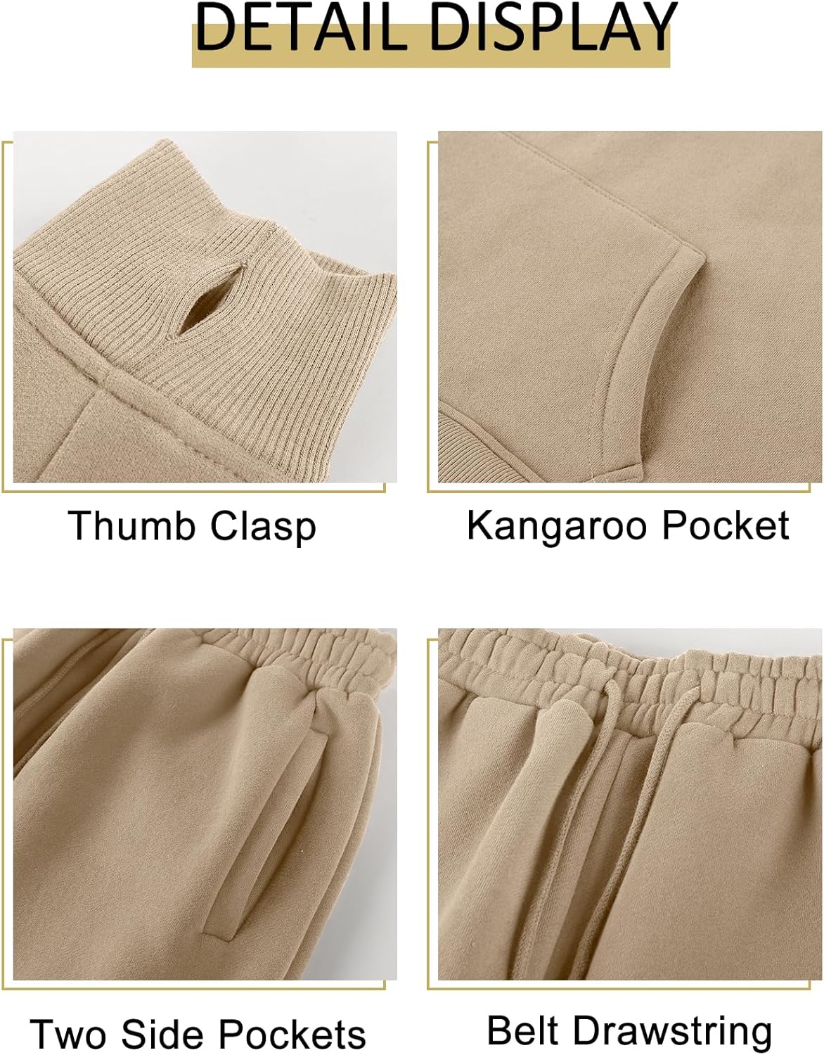 Kissonic Women's Fleece Jogger Sets 2 Pieces Sweatsuits Outfits Crop Top Hoodies Jogger Pants - Image 6