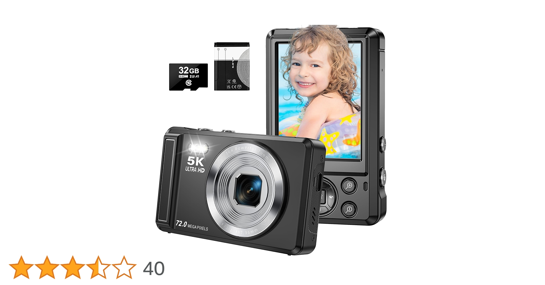 Amazon | デジカメ 5K デジタルカメラ 5K録画 7500万画素 Wi-Fi機能 18