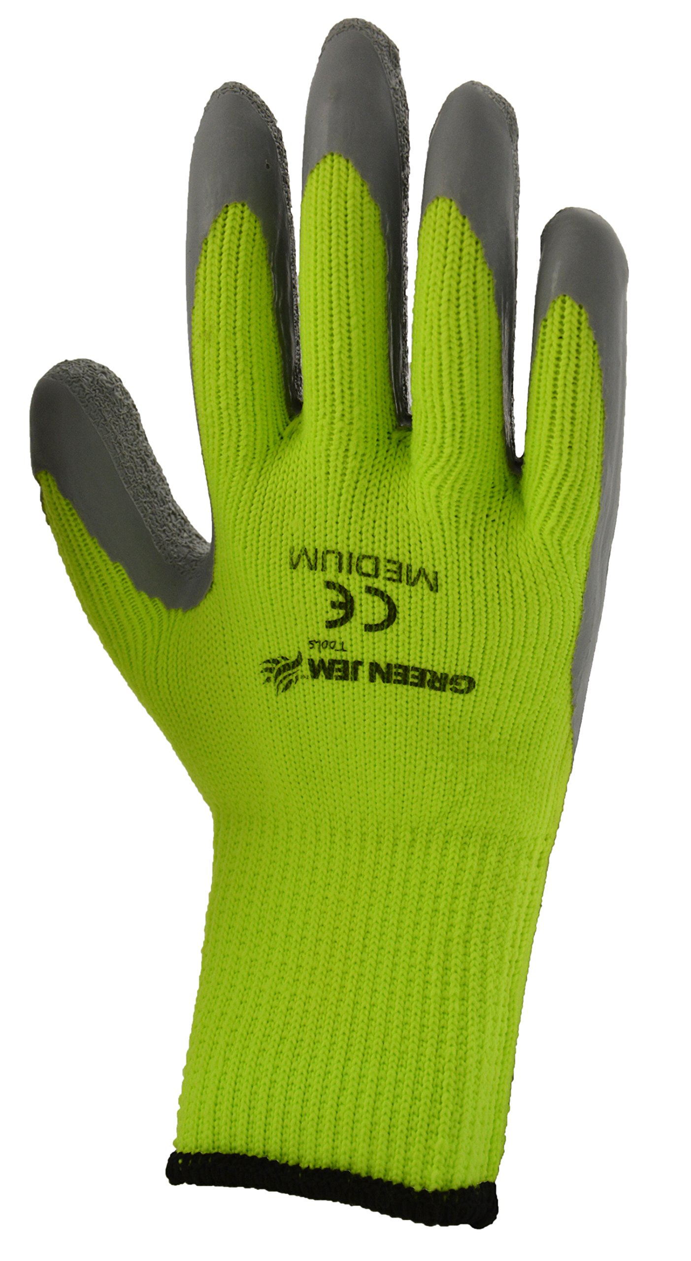 Green Jem GLHV-GM High Vis Winter Work Gloves, Green, Medium