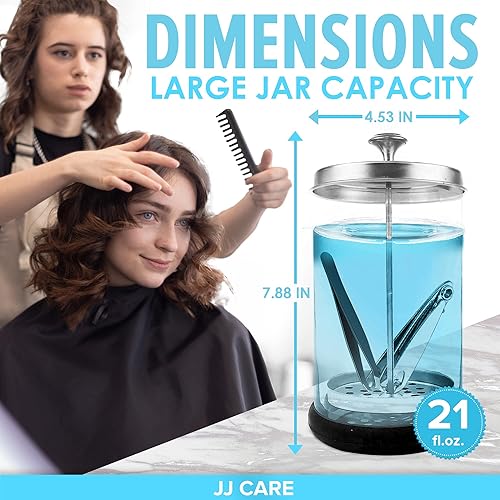 Miniatura 2 de JJ CARE Tarro desinfectante (21 onzas) – Tarro desinfectante de peluquero, recipiente desinfectante con colador extraíble de acero inoxidable y tapa