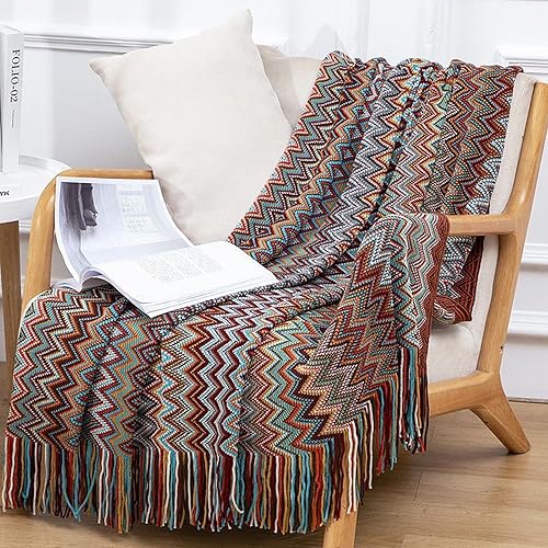 Miniatura 7 de Manta bohemia de punto con borlas, para exteriores, reversible, suave, acogedora, ligera, para sofá cama, sofá, cama, manta decorativa afgana para