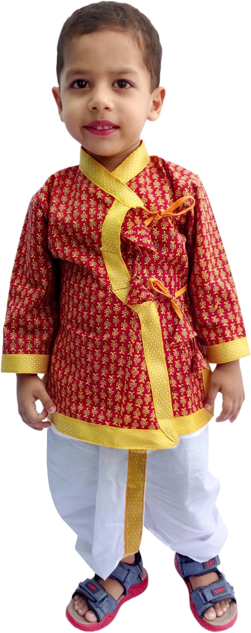 Red Dhoti Kurta Ethnic Boys Wear