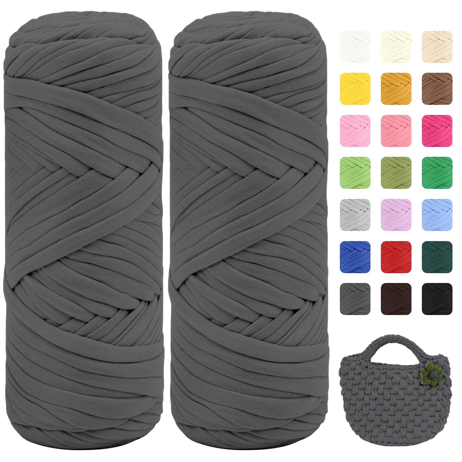 Maxee 400g T-Shirt Garn – 2 er Pack (je 200g/75m), Weiches Beilaufgarn zum Häkeln & Stricken – Farbintensiv & pflegeleicht, Ideal für Häkeltaschen/Körbe/Teppiche DIY Projekte, Handarbeiten und Deko