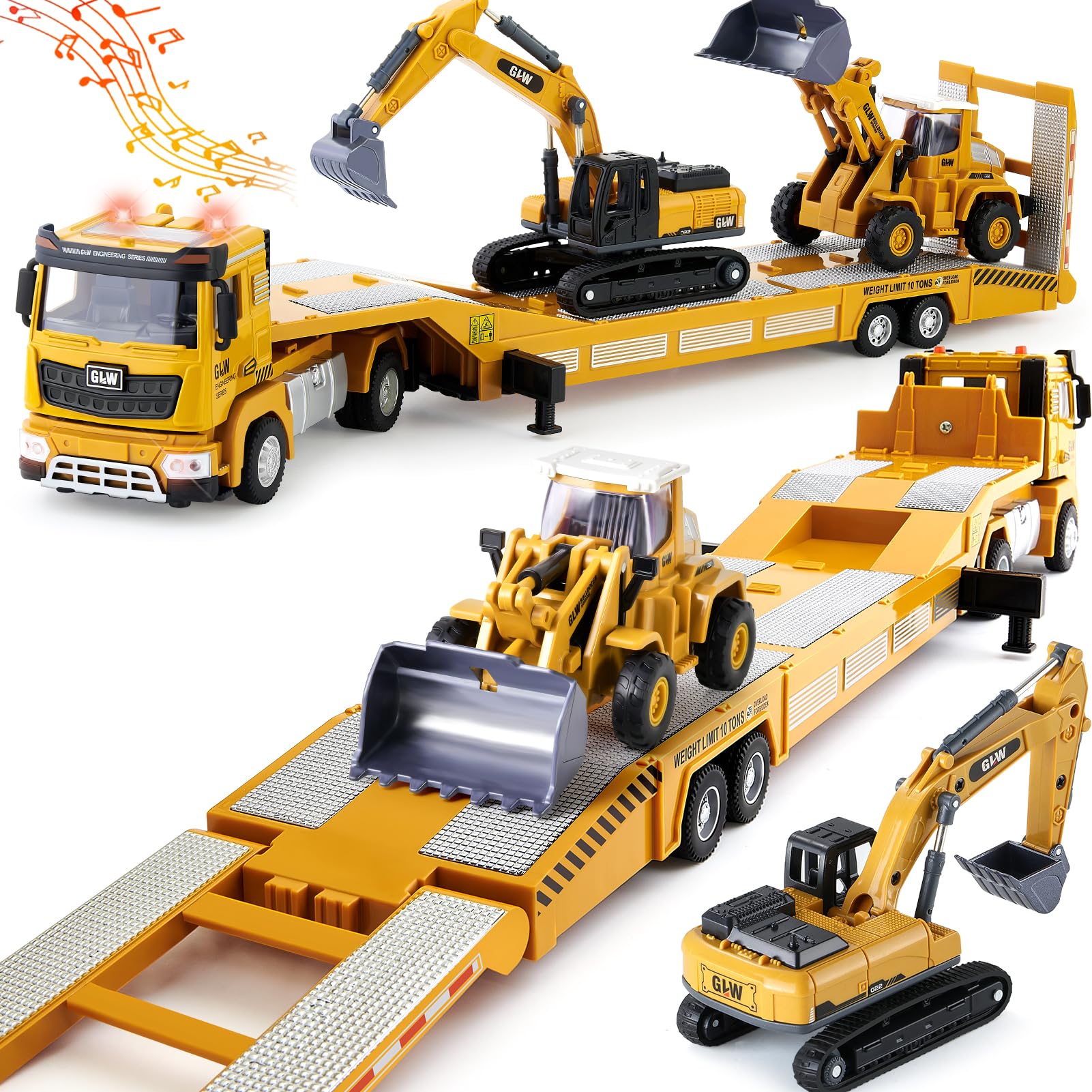 G.C Construction Truck Toy for 3 4 5 6 7 Year Old Boys Kids Excavator Bulldozer Set