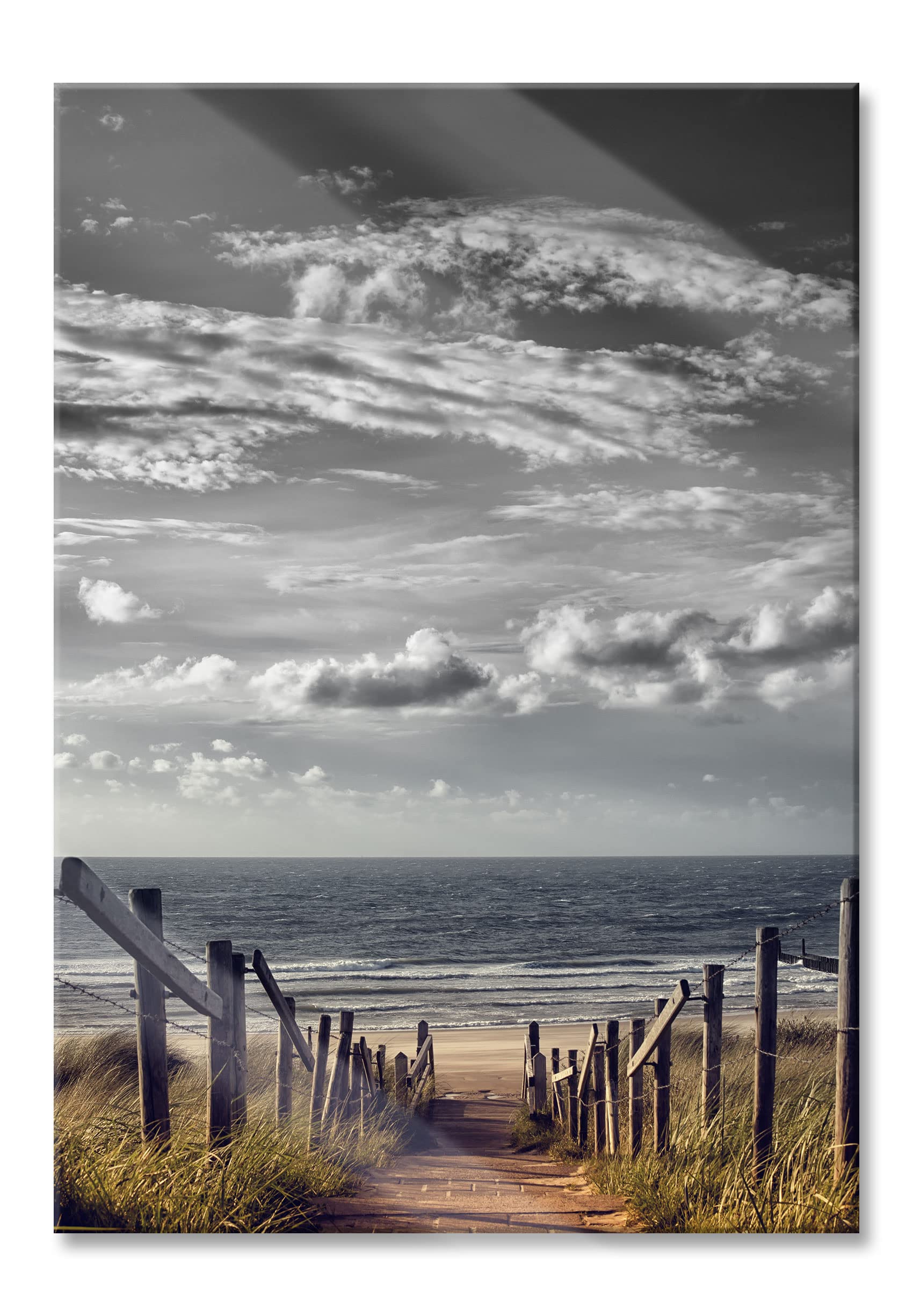 Pixxprint Glasbild, Wandbild aus Echtglas, Weg zum Strand am Meer, 60x80 cm, inkl. Aufhängung und Abstandshalter