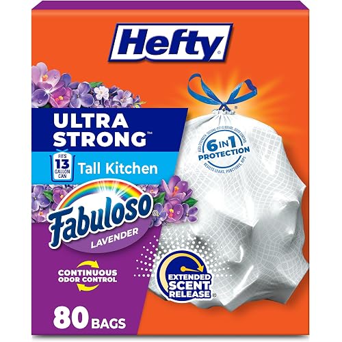Hefty Ultra Strong 13 Gal Kitchen Trash Bags, Fabuloso Lavender, 80ct