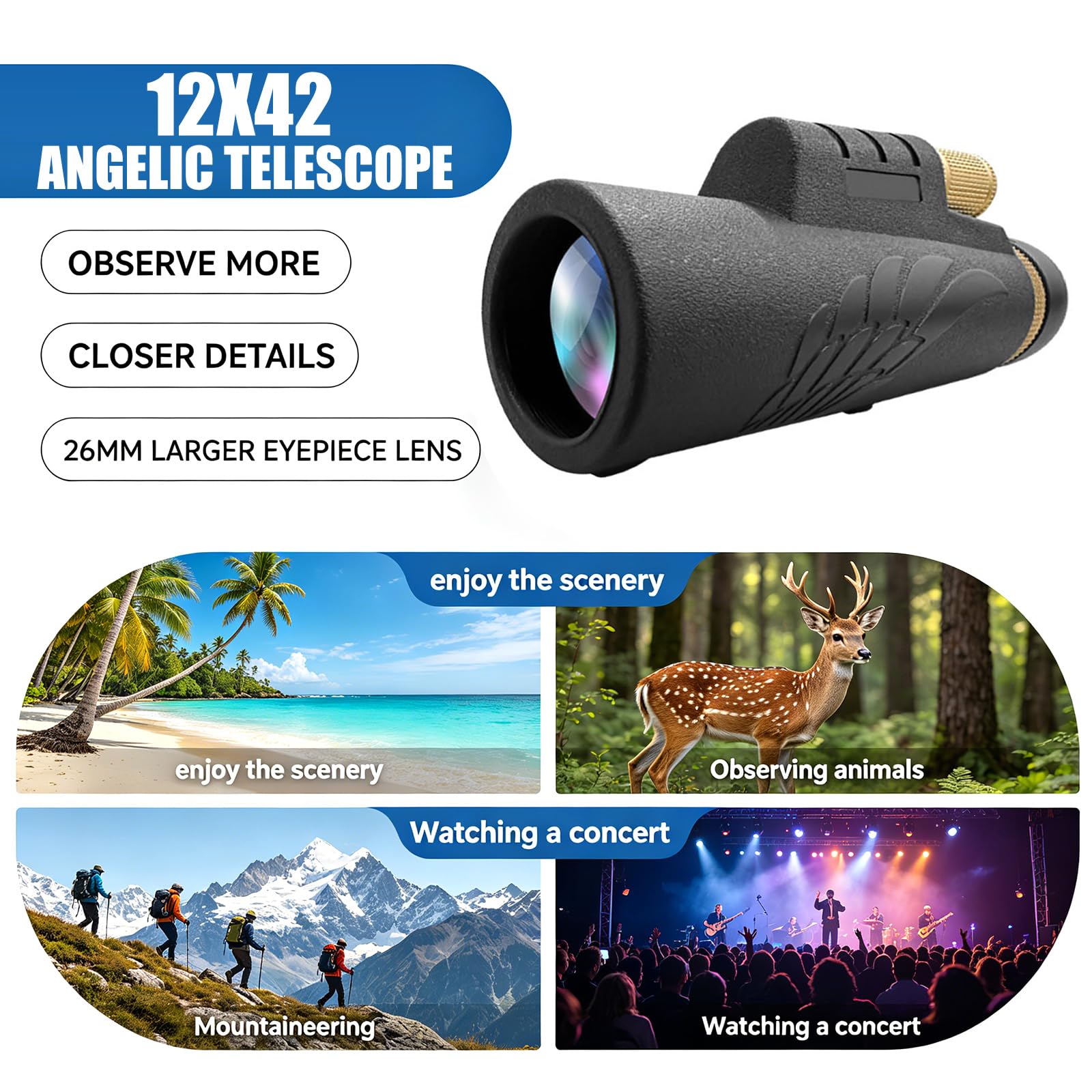 Telescopio monoculare potente monocolo professionale attrezzatura da campeggio impermeabile per cannocchiale portatile da viaggio e da caccia
