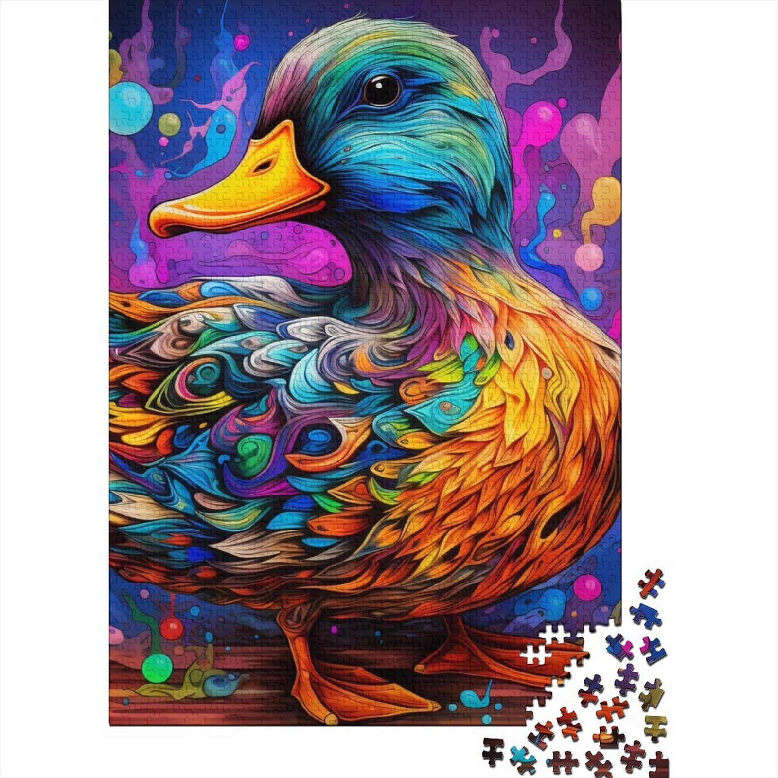 Colorful Wild Duck 1000 Piece Jigsaw Puzzle Paper for Adults Artistic Style Puzzle Game for Family Stress Relief Focus Home Gift 38x26cm/1000pcs