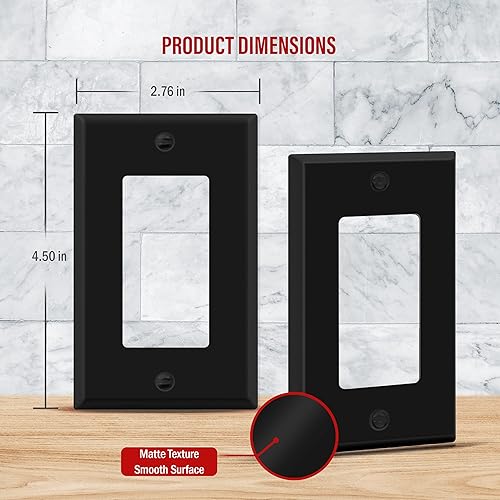 Miniatura 2 de ENERLITES Placa de pared metálica para interruptor decorativo, tapa de tomacorriente, resistente a la corrosión, tamaño estándar de 1 banda, 4.50 x