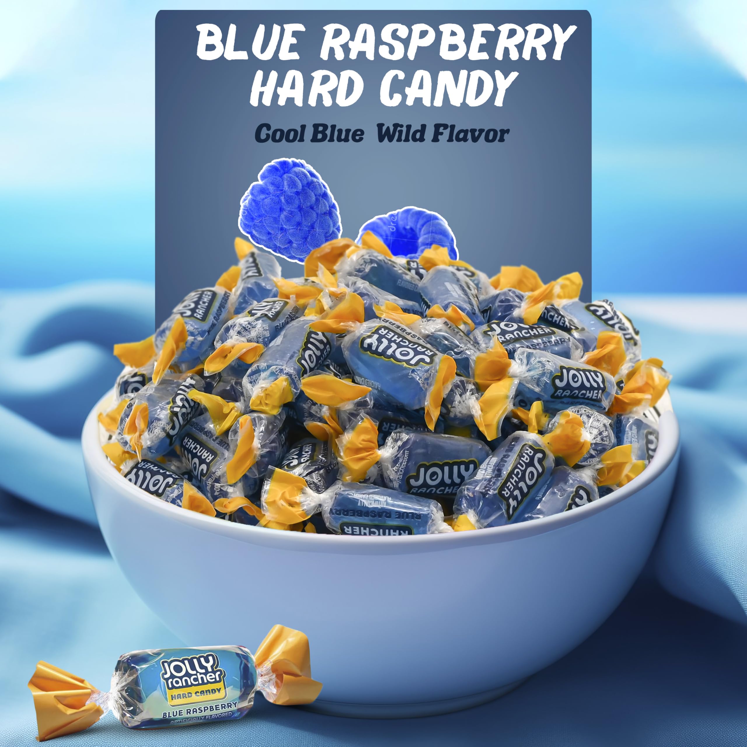 Blue Raspberry Jolly Ranchers Hard Candy – Original Flavor – 1 LB Bulk Bag (Approx. 75 Pieces) – Individually Wrapped Tart & Sweet Treats for Baby Showers, Back to School, Birthdays & Gift Bags
