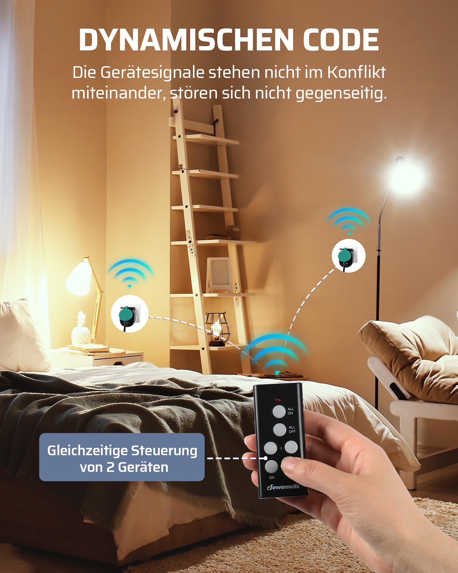 DEWENWILS Prese radio con telecomando esterno, 16 A, 3680 W, IP44, 2 prese, decorazione festiva, portata 30 m, programmabile, impermeabile
