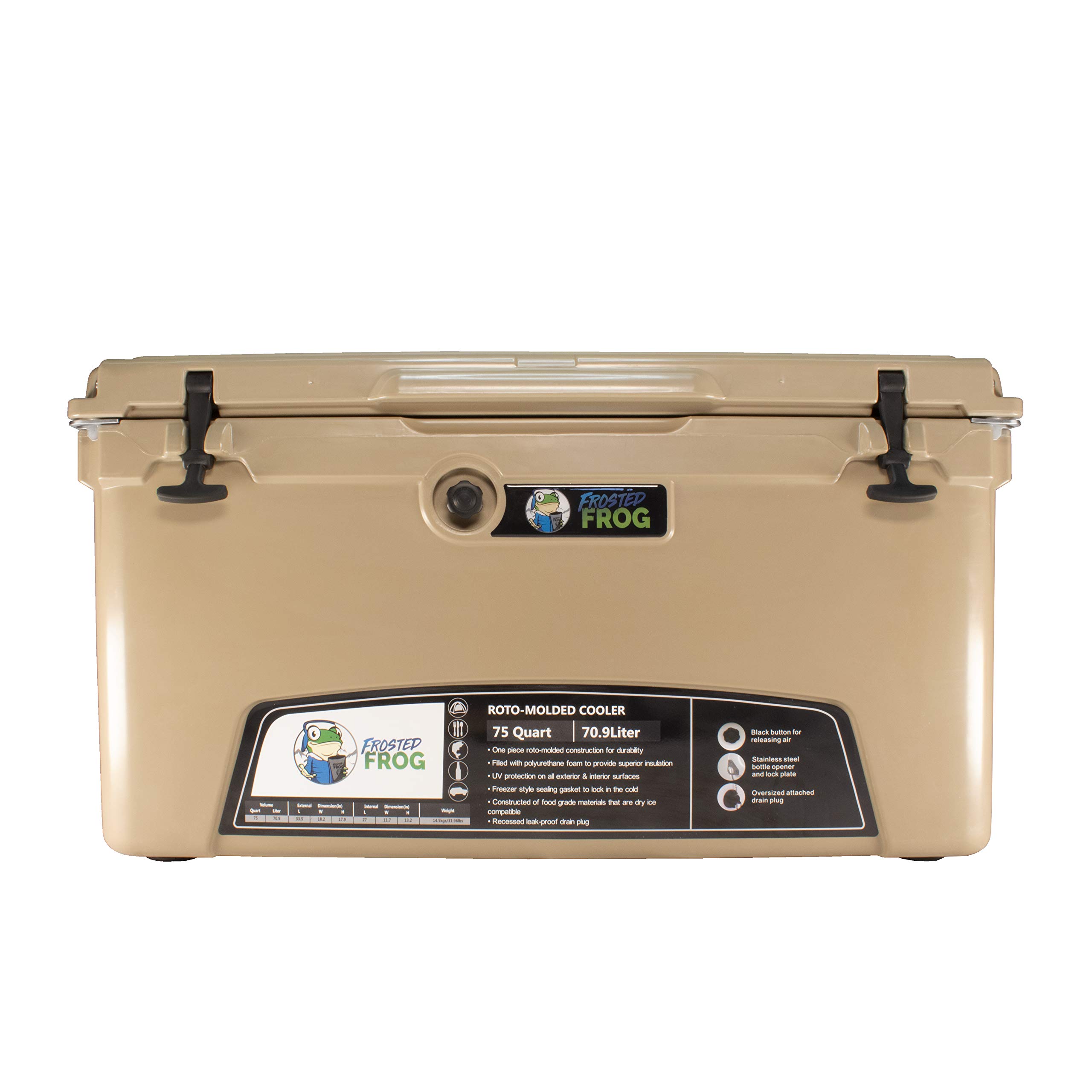 Frosted FrogSand 75 Quart Ice Chest Heavy Duty High Performance Roto-Molded Commercial Grade Insulated Cooler