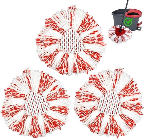 Paquete de 3 repuestos mejorados de limpieza profunda compatibles con O Cedar EasyWring Spin Mop & Bucket System Recambio de cabezales de trapeador