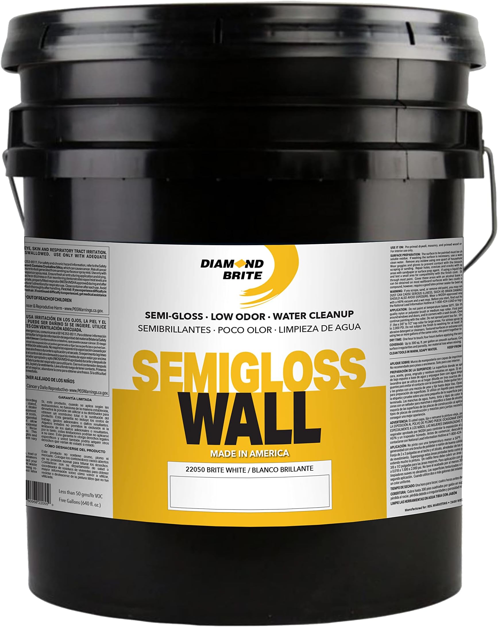 Diamond Brite Paint Semi Gloss Latex Paint 5 Gallons in Brite White 22050-5
