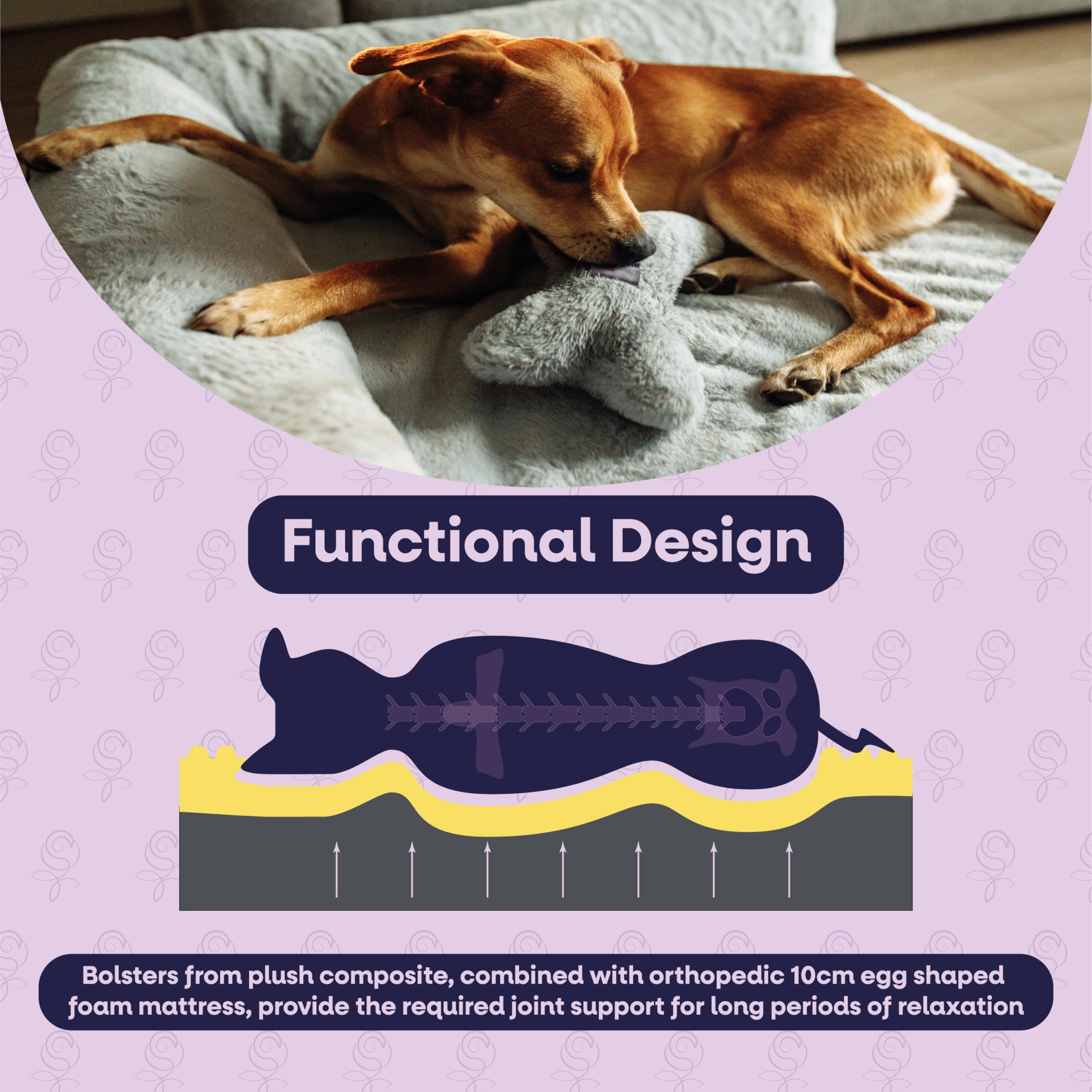 Cama ortopédica para perros: camas blandas para perros grandes y medianos, camas para mascotas, camas para perros lavables, sofás para perros, camas para perros grandes XL (106x80x20 cm)