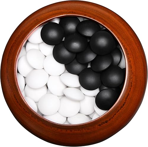 Juego de piedra de juego de cerámica convexa doble de 0.433 in 361 piezas con bolsa de piedra y tablero de ir, juego de mesa para 2 jugadores