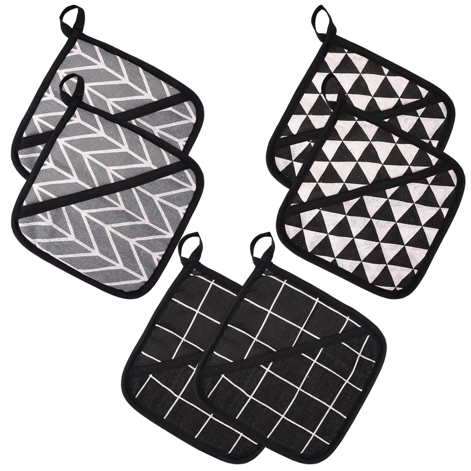 6 Pieces Kitchen Pot Holders, 18 x 18 cm Oven Square Hot Pads with Pocket