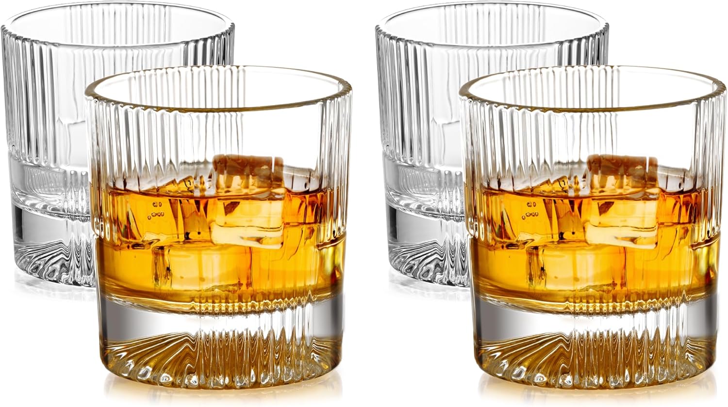 Lily's Home Premium Whiskey Glasses Set of 4-10oz Crystal Old Fashioned Glass Rocks Cocktail Glasses for Bourbon, Scotch - Ideal Gift for Men and Women's Birthday, Retirement Gift for Husband & Wife 4PK